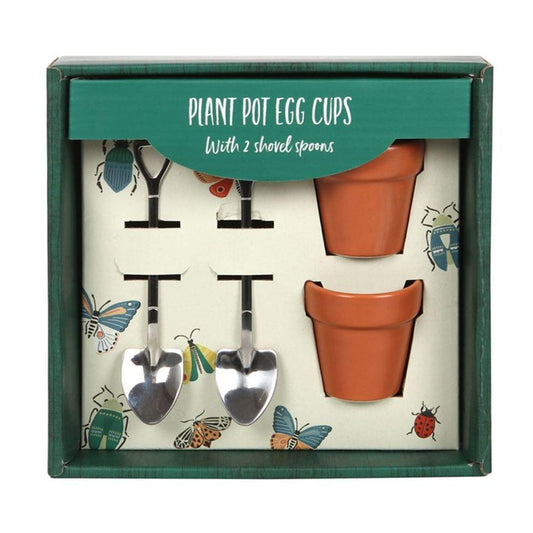 Plant Pot Egg Cup Set With Shovel Spoons - Oh Shoot! Plants